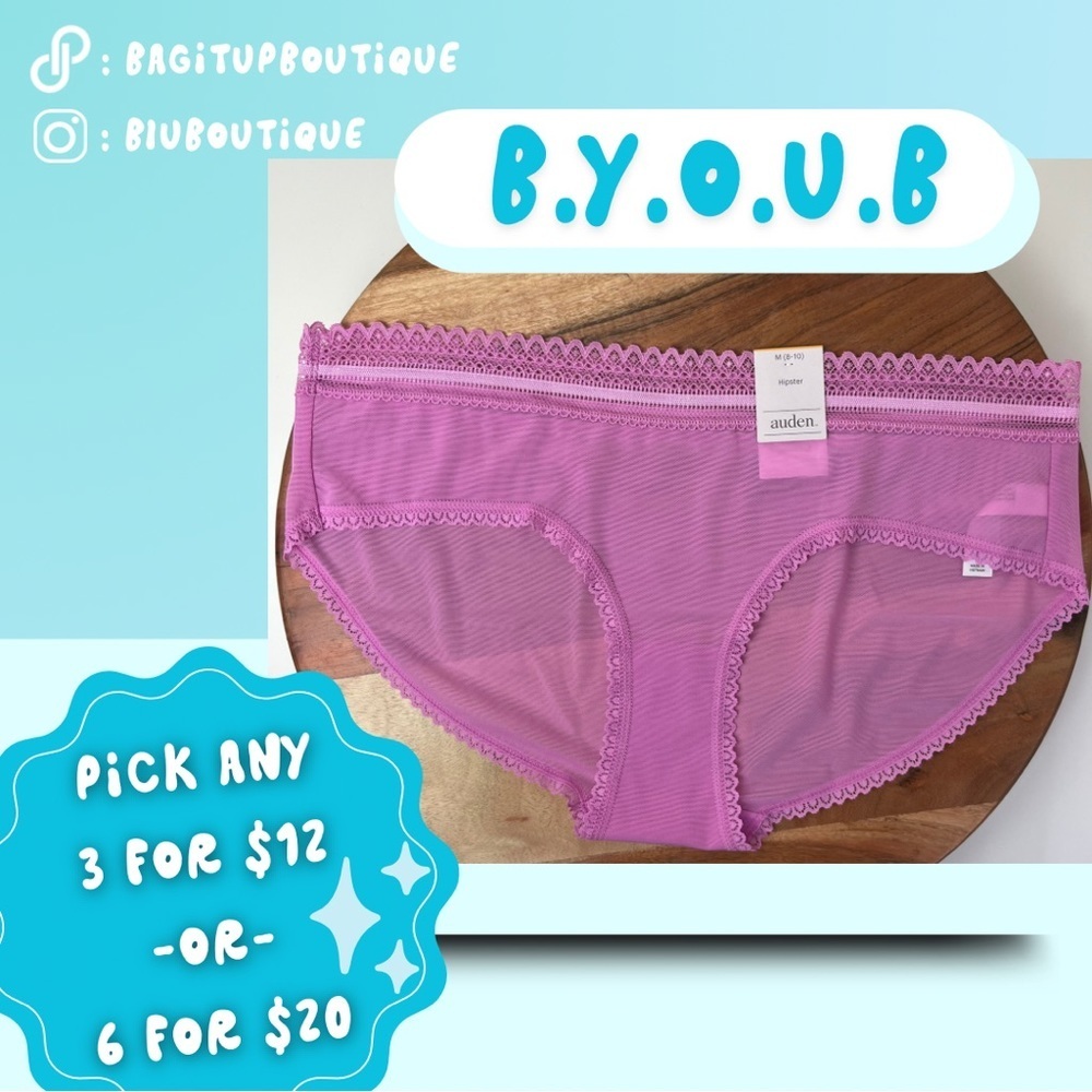 NWT Mauve Pink Laced Edged Hipster Underwear - Auden